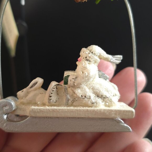 Rare NWT Pam Schifferl Winter White Santa Pinecone Sled Rabbit Christmas Ornamen - Picture 6 of 11